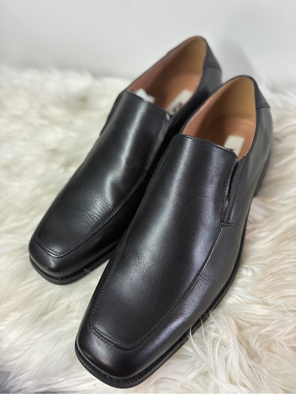 Joseph Abboud Black Leather Slip-On Loafers